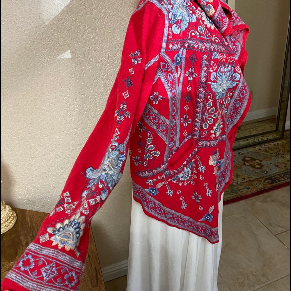 NWT Johnny Was Klios Short Hoodie M Red